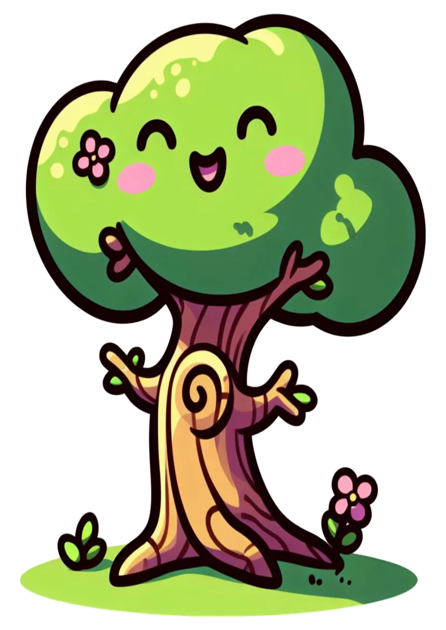 Arvore Fofinha com Rosto Sorridente PNG transparente
