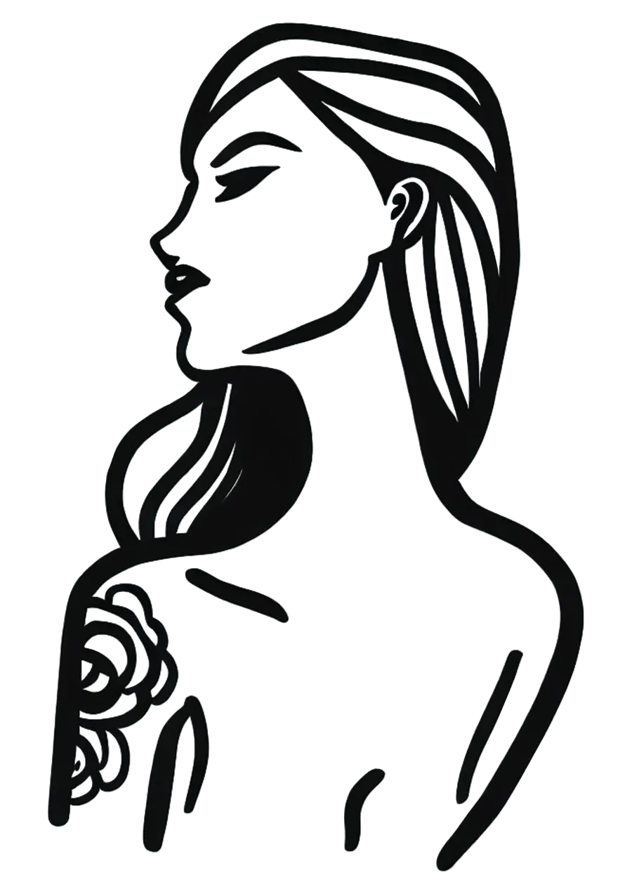 Desenho Minimalista de Mulher Tatuada PNG transparente