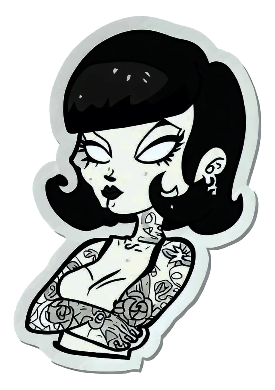 Desenho de Mulher Tatuada Gótica PNG transparente