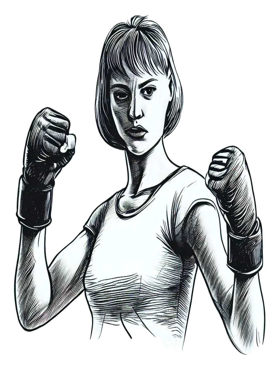 Mulher Lutadora de Boxe Ilustração PNG transparente