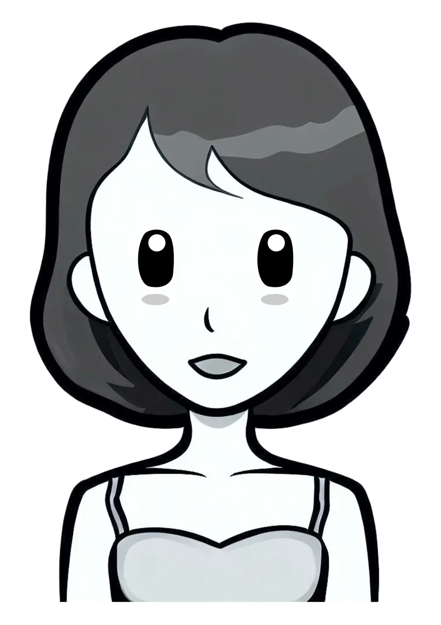 Desenho de Menina Fofa Preto e Branco PNG transparente