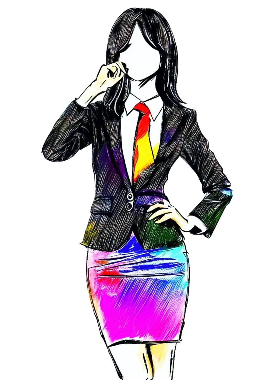 Mulher Executiva Colorida Rabisco PNG transparente