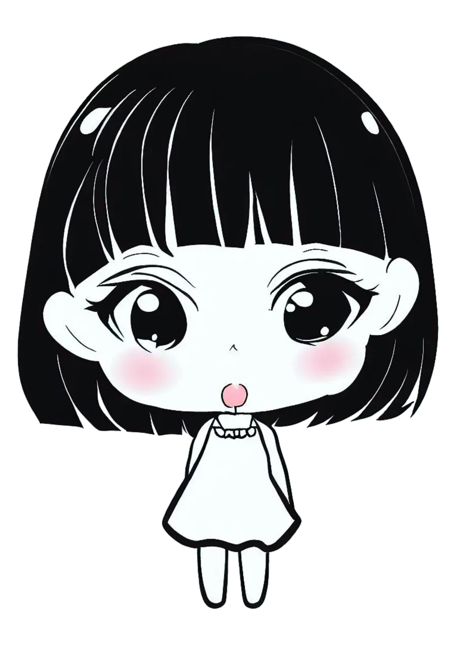 Menina Fofinha Cabelo Curto PNG transparente