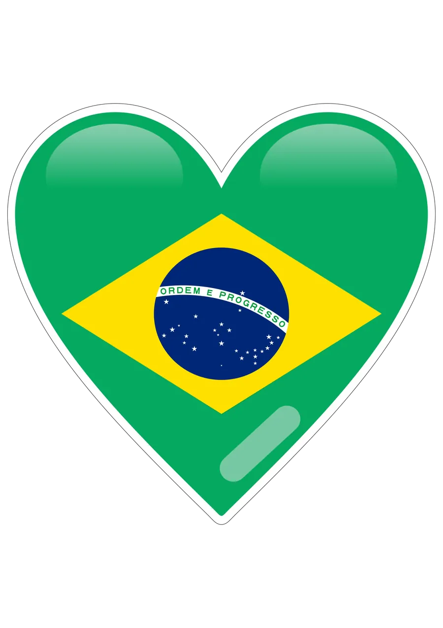 Coração com Bandeira do Brasil PNG transparente