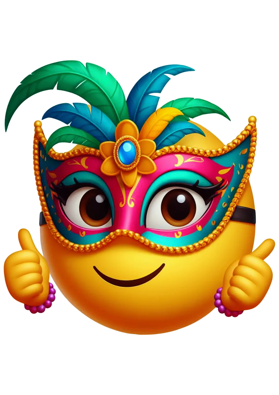 Emoji Feminino com Máscara de Carnaval PNG transparente