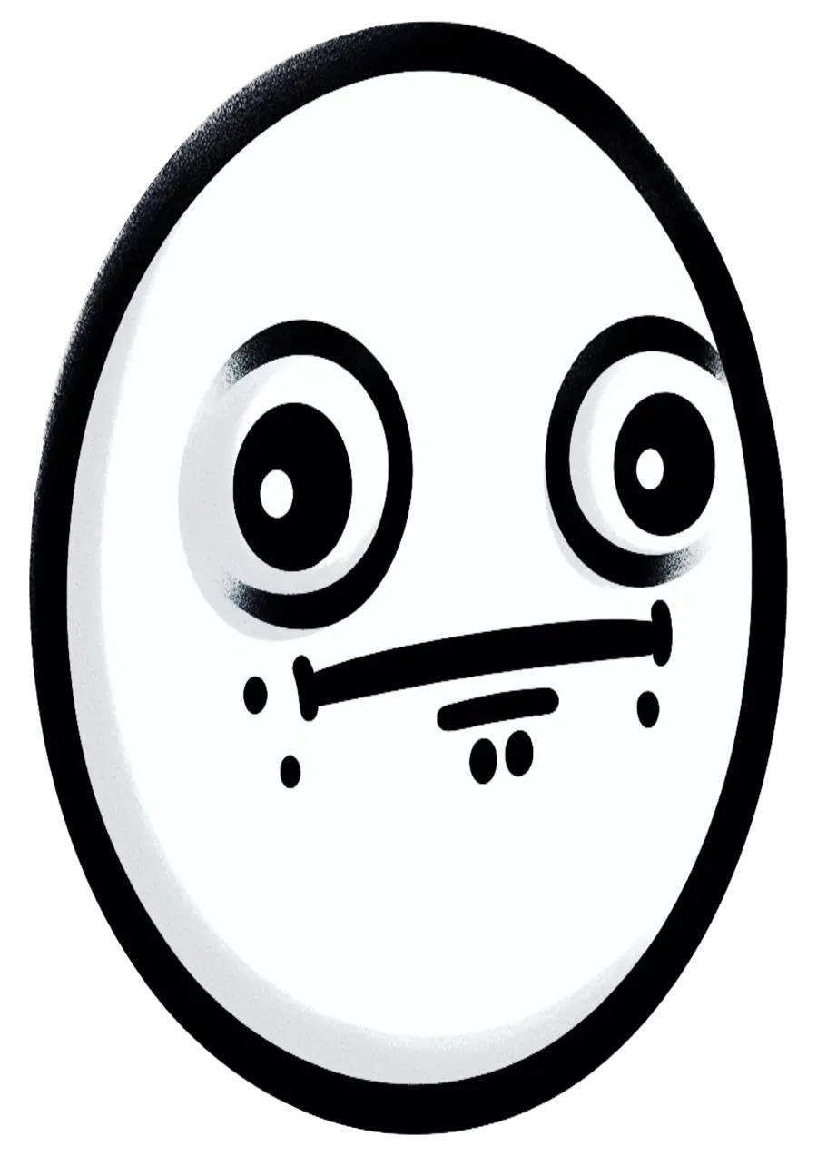 Figurinha Derp Face Assustado PNG transparente