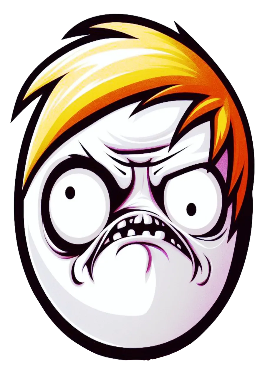 Figurinha Raiva Derp Face PNG transparente