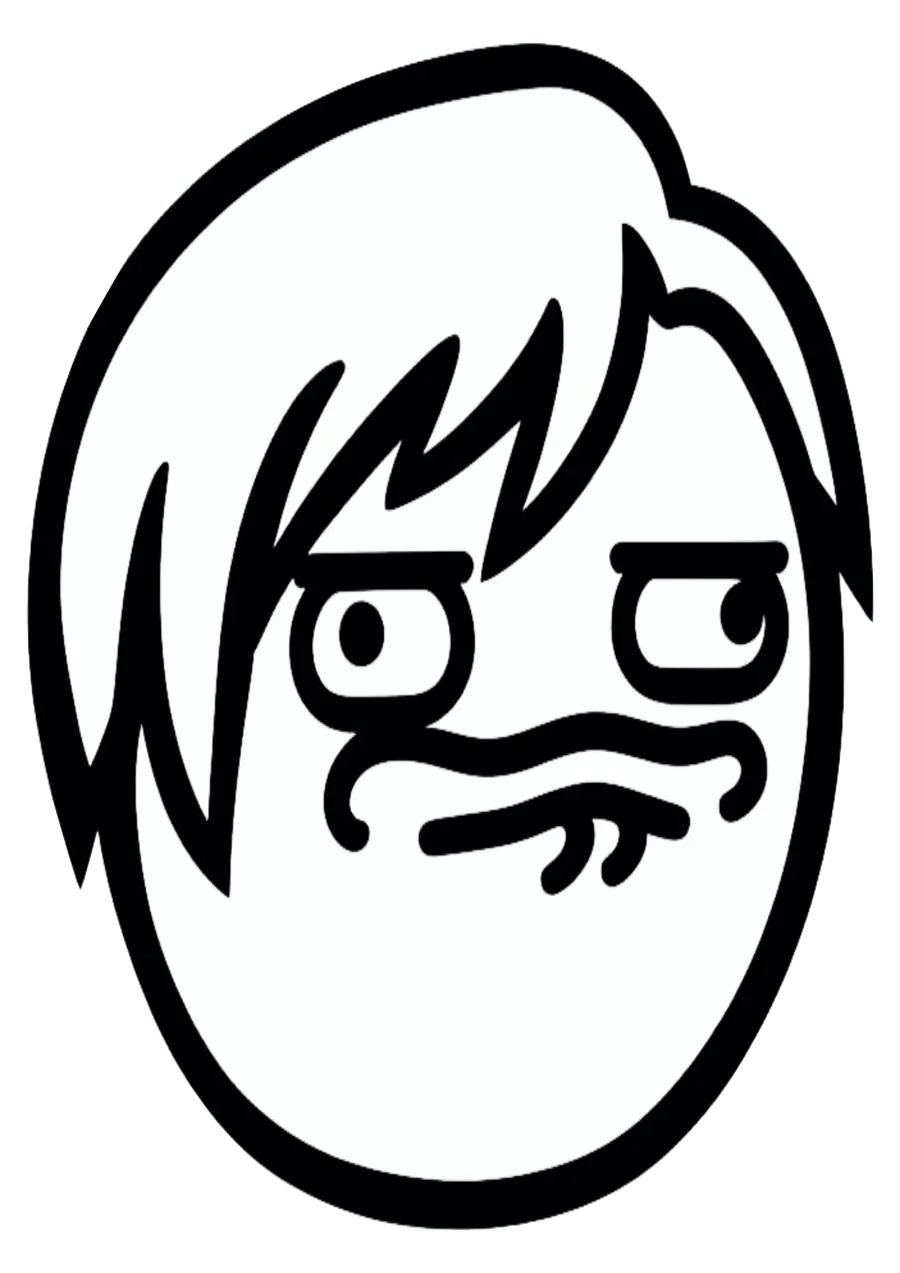 Figurinha Desconfiada Derp Face PNG transparente