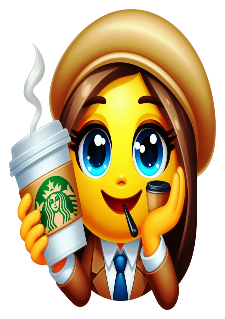 Emoji Feminino Tomando Café Fofinho PNG transparente