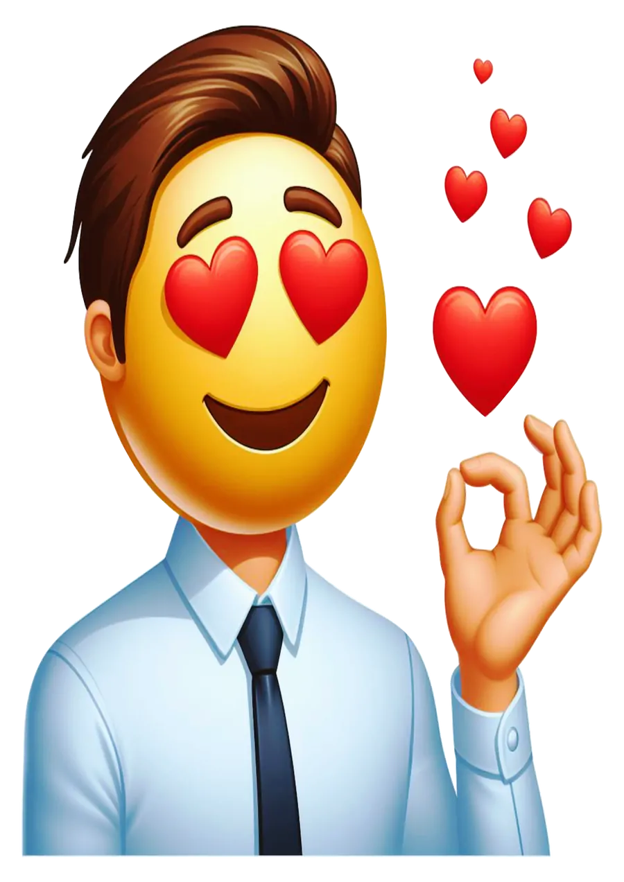 Emoji Homem Apaixonado com Corações PNG transparente
