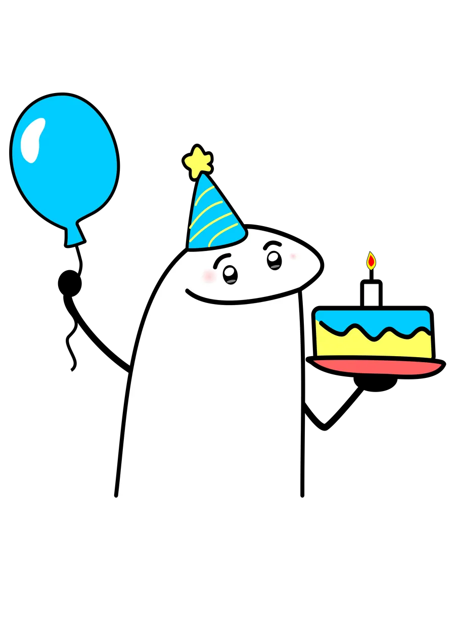 Flork de Aniversário com Balão PNG transparente