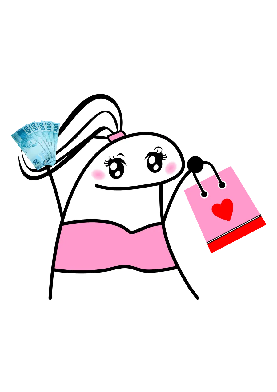 Flork com Dinheiro e Sacola de Compras PNG transparente