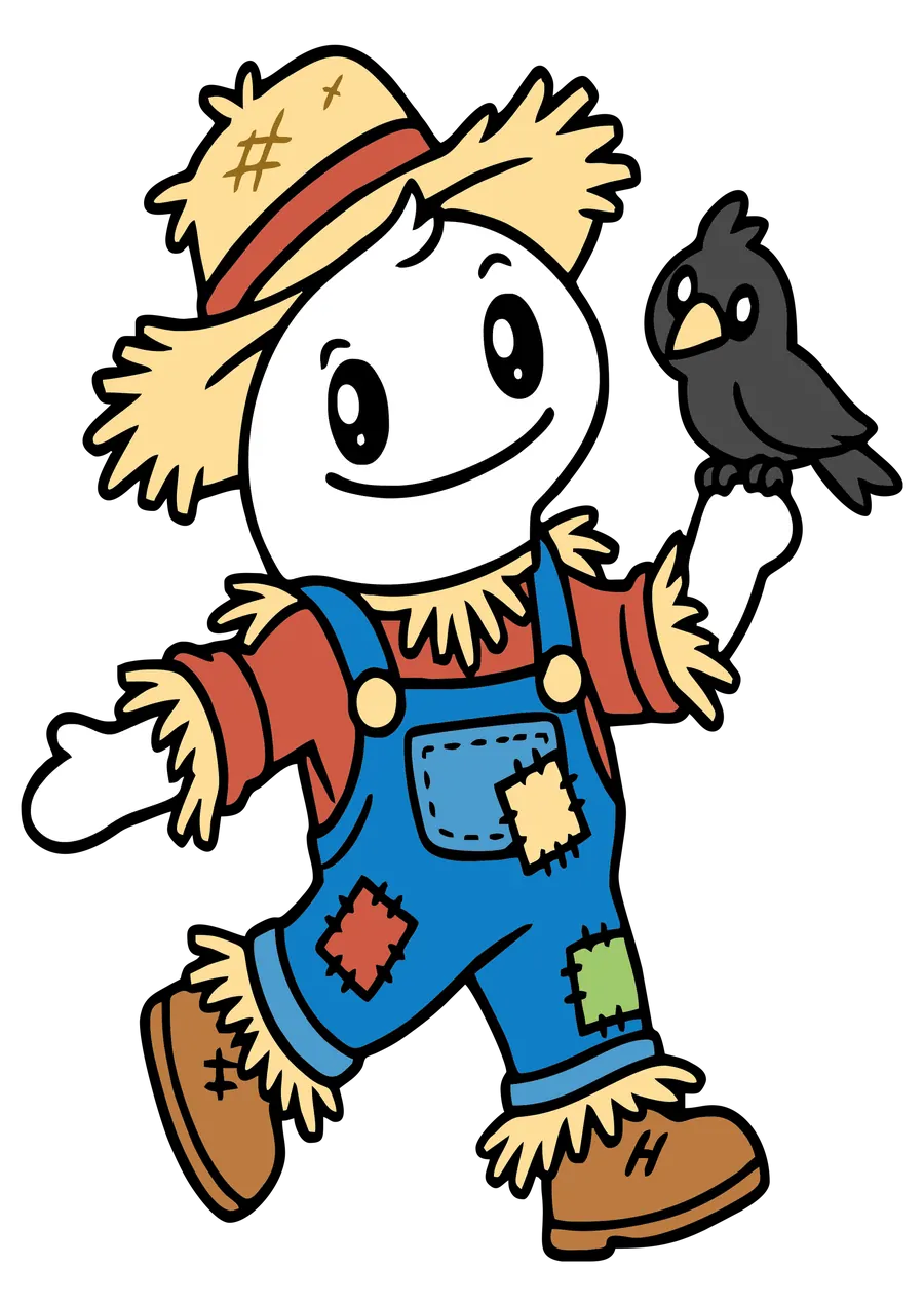 Figurinha Espantalho com Corvo PNG transparente