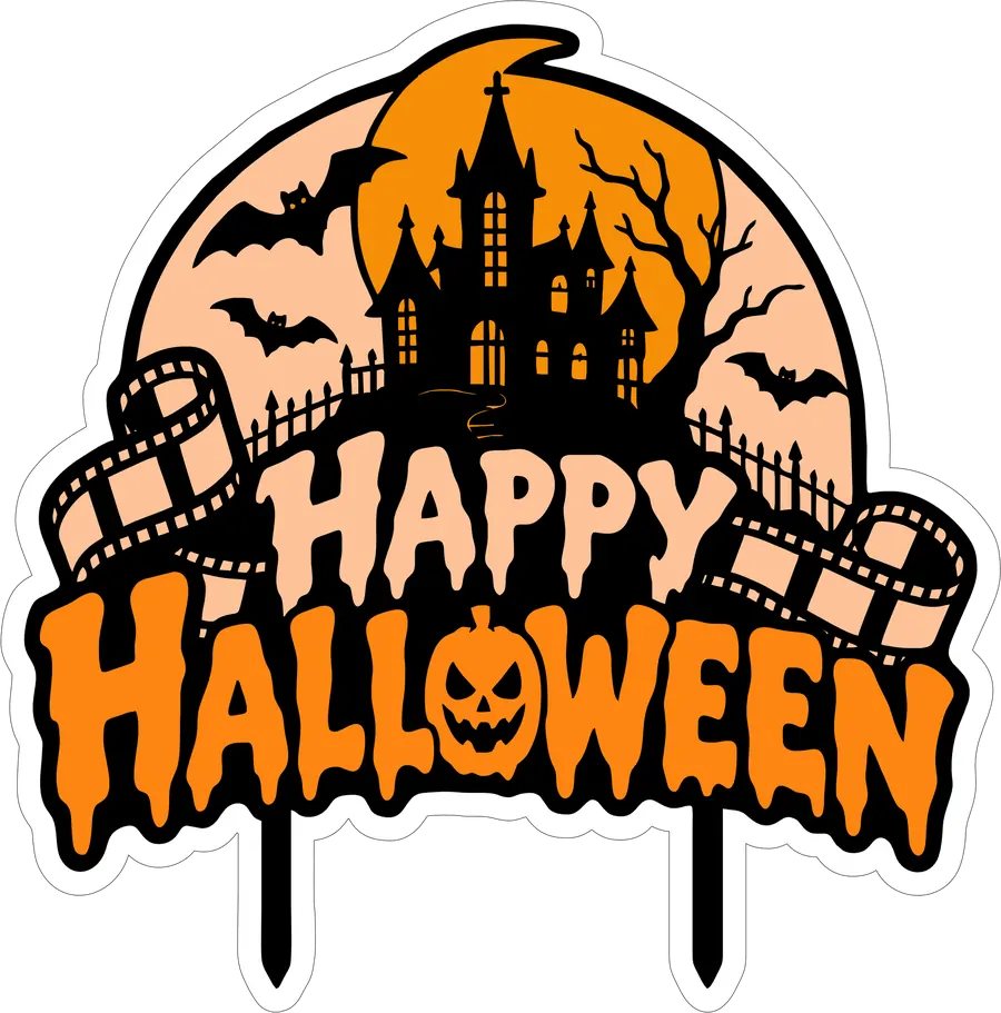 Topo de Bolo Happy Halloween PNG transparente