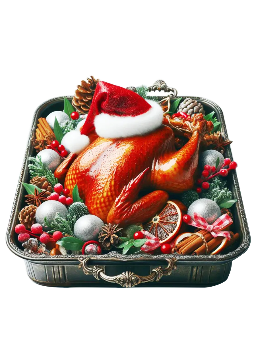 Peru de Natal Decorado na Bandeja PNG transparente