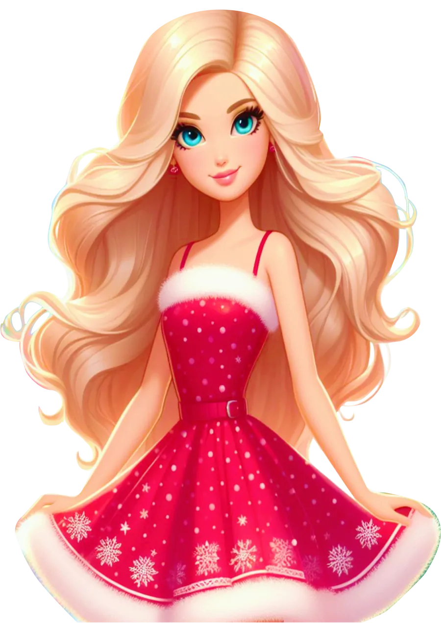 Barbie com Vestido de Natal PNG transparente