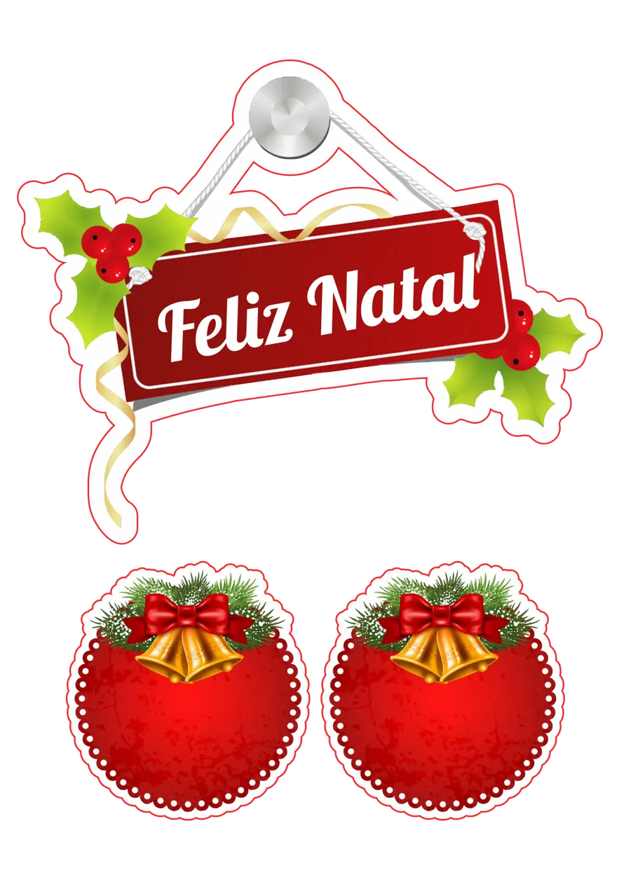 Placa e Enfeites de Feliz Natal PNG transparente