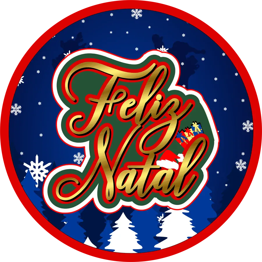 Adesivo Redondo Feliz Natal PNG transparente
