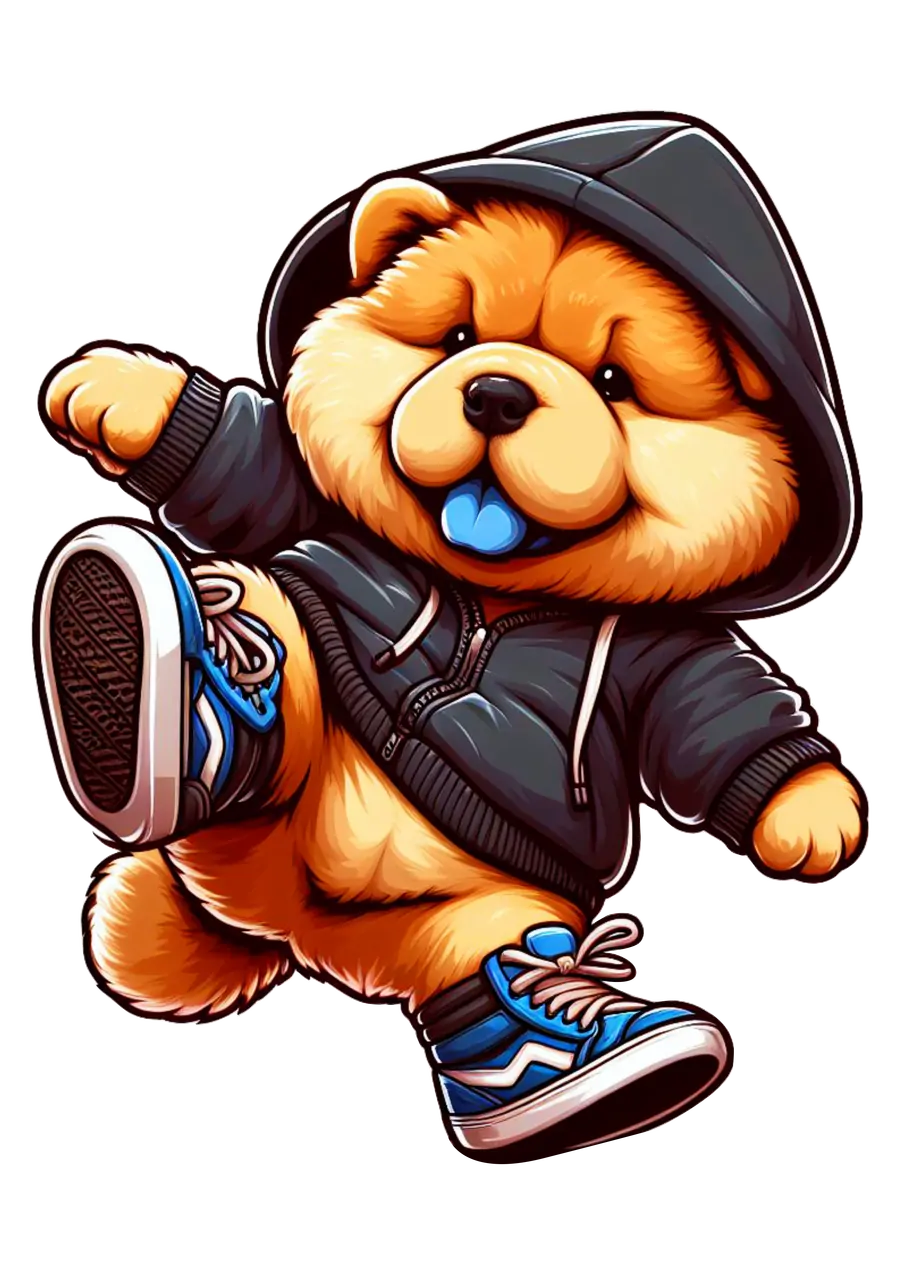 Cachorrinho Chow Chow Hip Hop PNG transparente