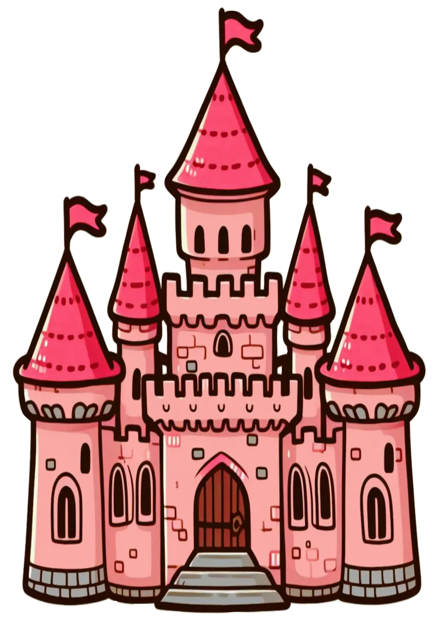 Castelo Rosa de Desenho Animado PNG transparente