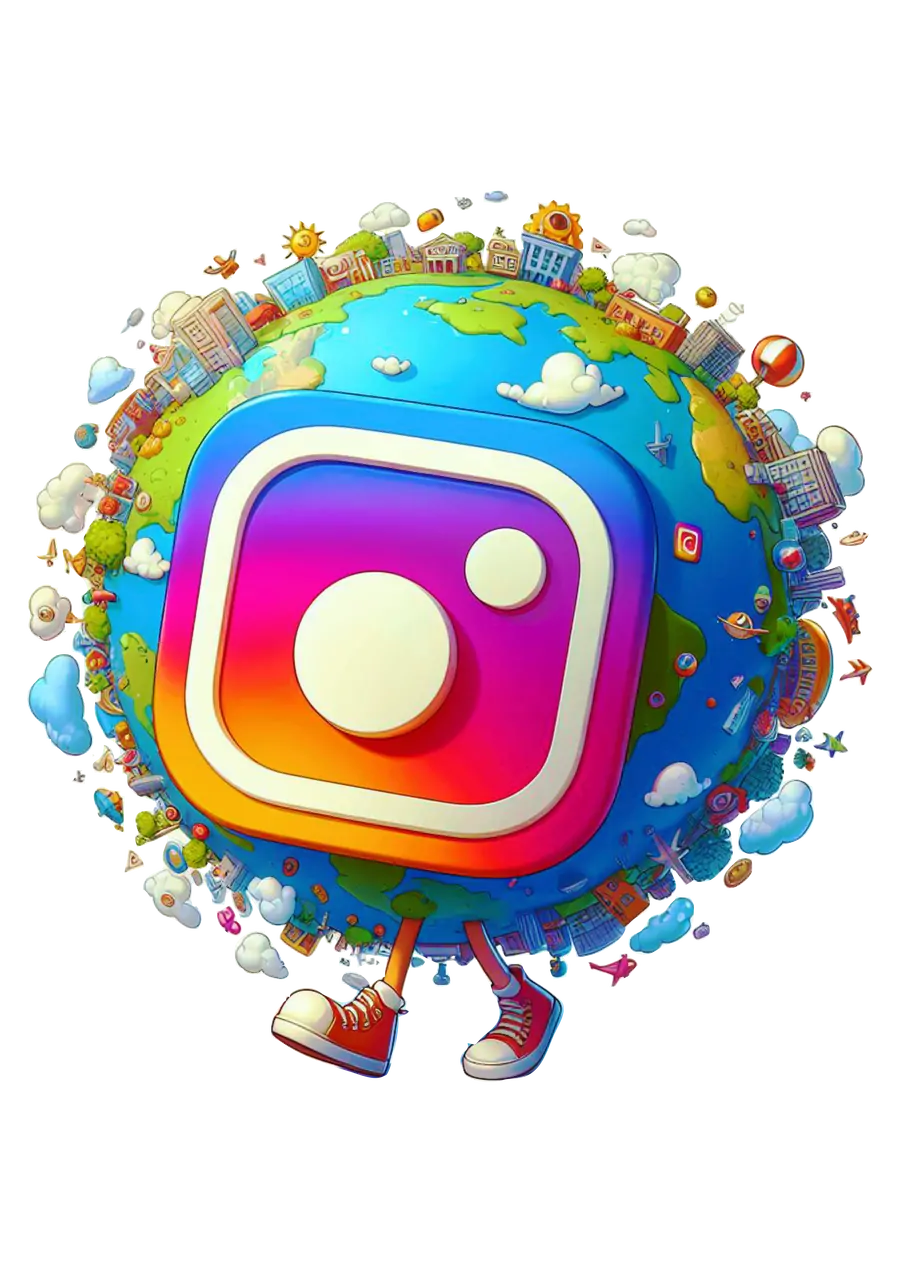 Logo do Instagram no Planeta Terra PNG transparente