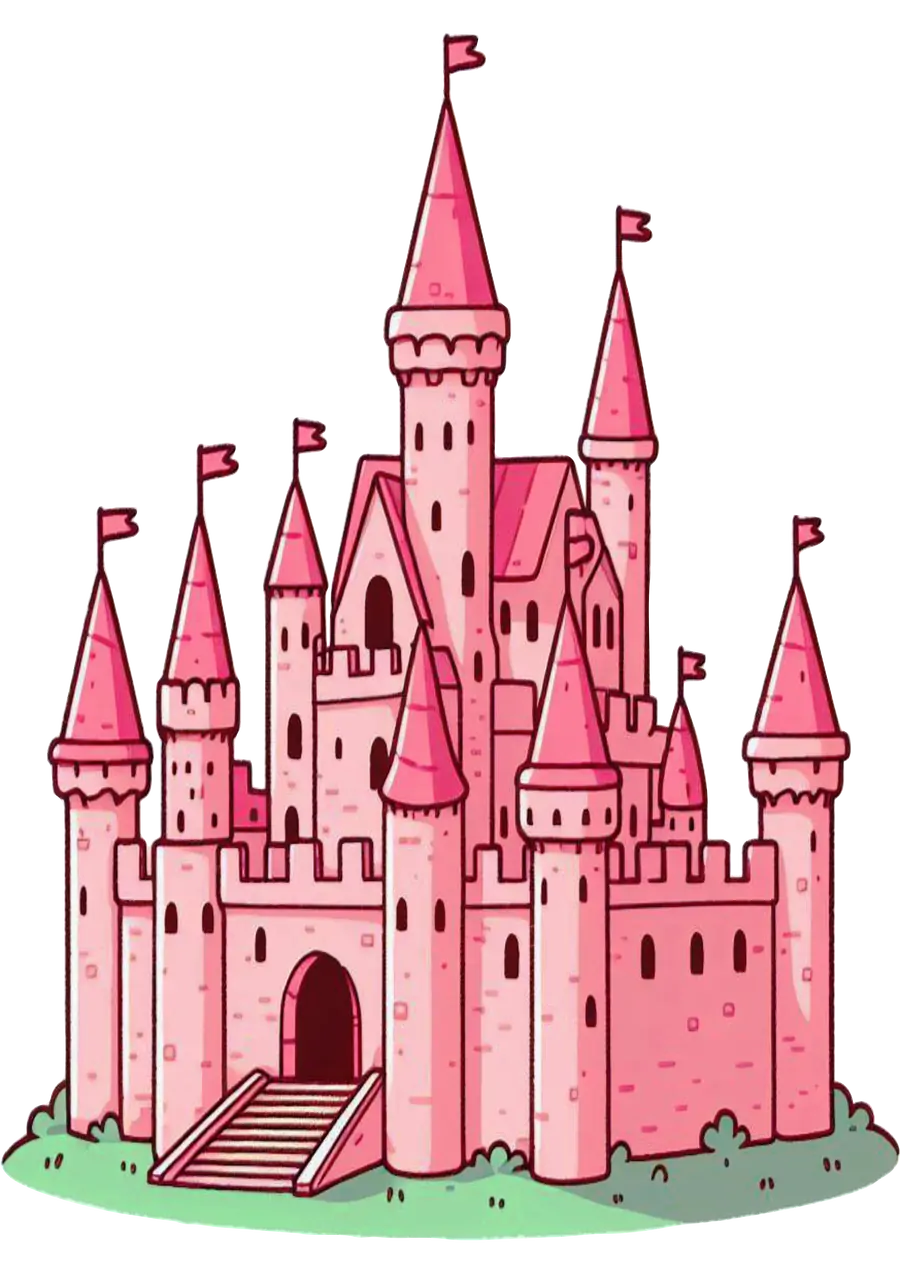Castelo Rosa de Princesa Desenho PNG transparente