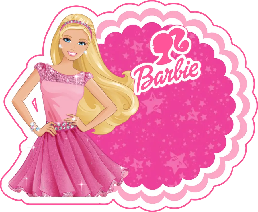 Moldura Barbie Rosa com Personagem PNG transparente
