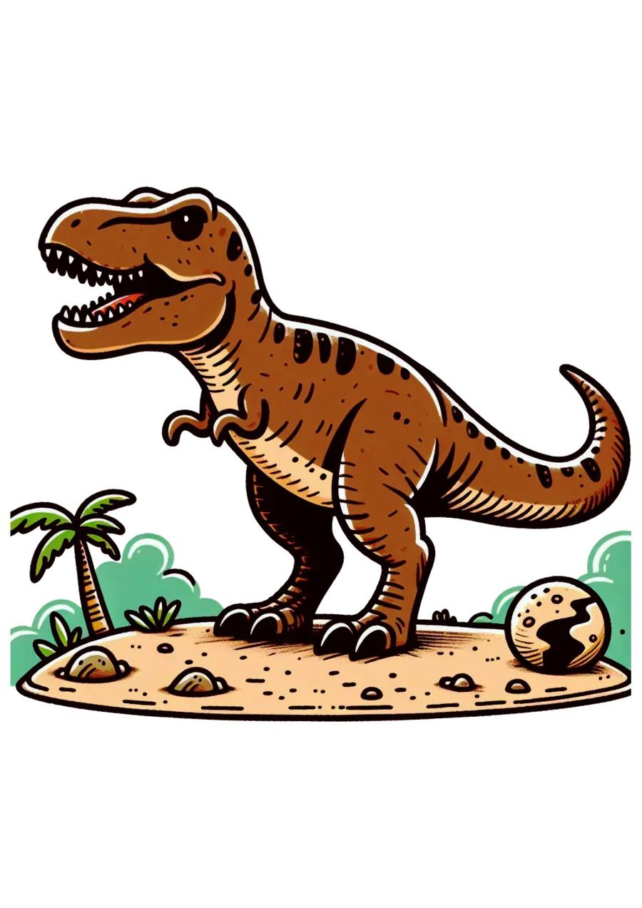 Dinossauro T-Rex com Ovo PNG transparente