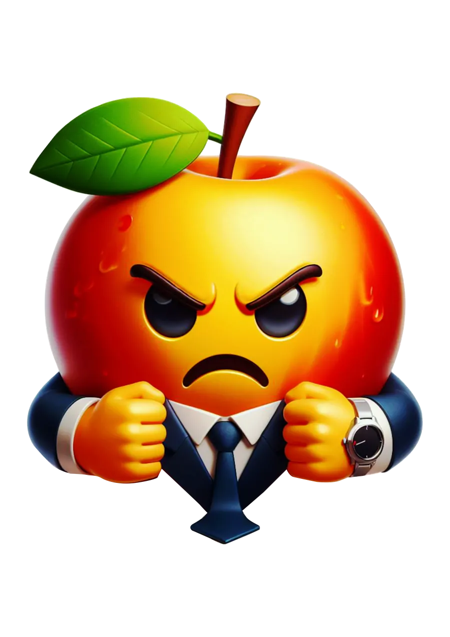 Emoji Maçã com Raiva de Terno PNG transparente