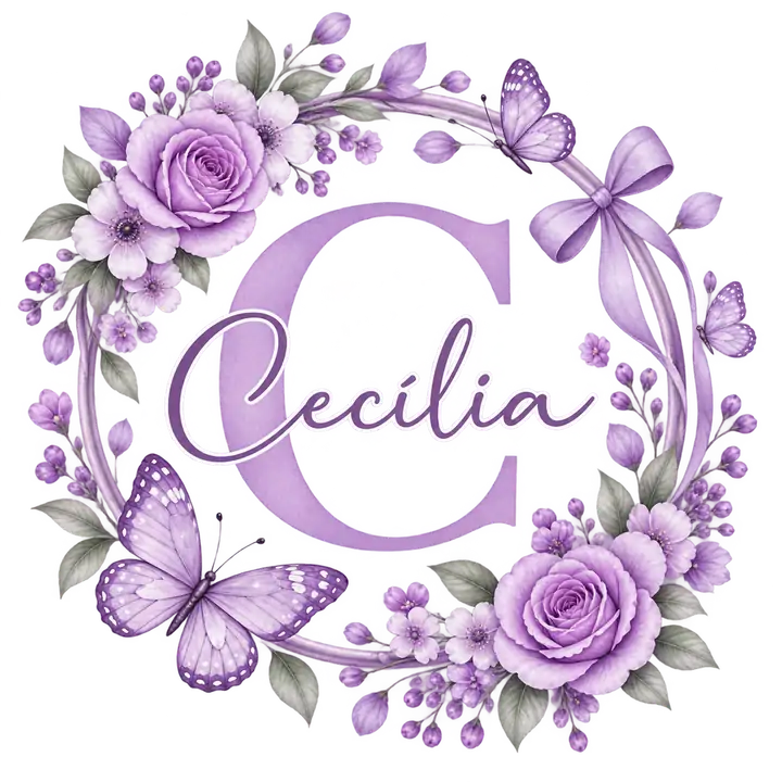 Letra C Floral com Borboletas PNG transparente
