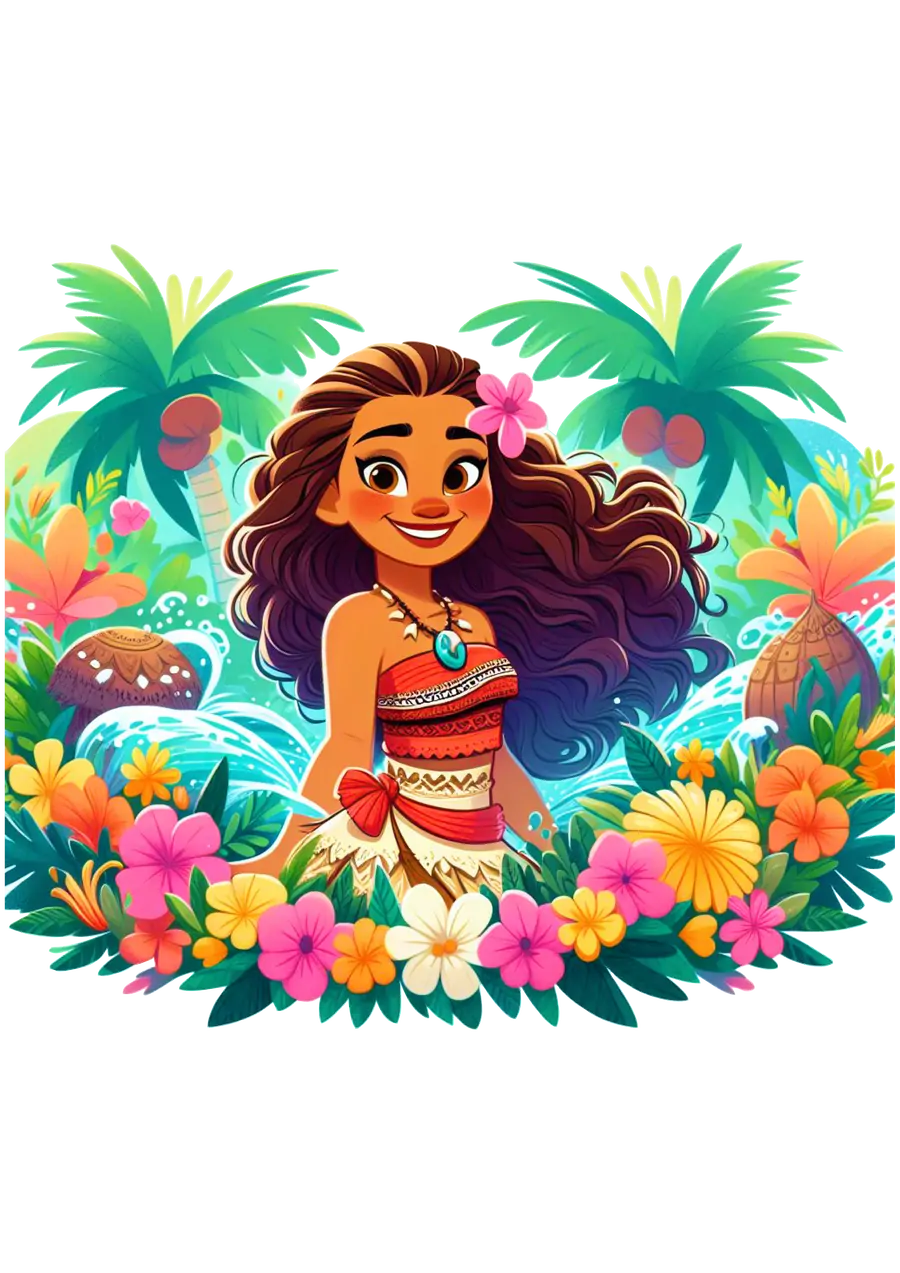 Moana Cenário Tropical com Flores PNG transparente