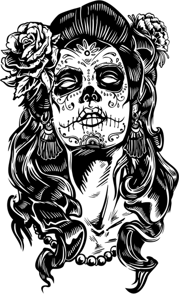 Caveira Catrina Dia dos Mortos PNG