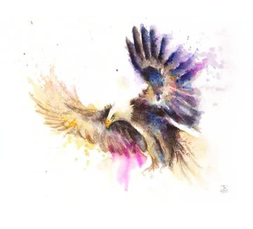 Águia Bege e Roxa Aquarela PNG