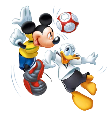 Mickey e Pato Donald Jogando Futebol PNG