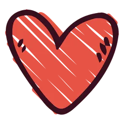 Coração Vermelho Rabiscado PNG