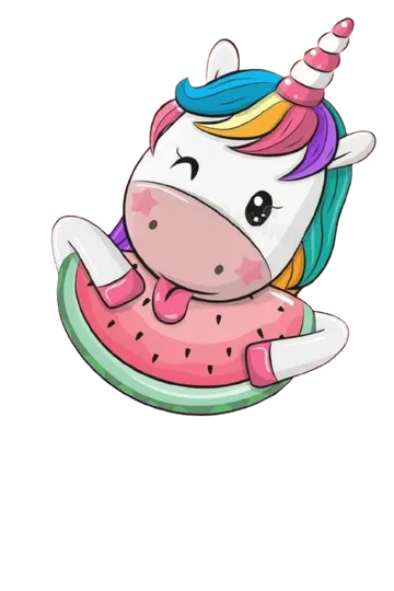Unicórnio Comendo Melancia PNG