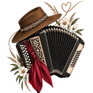 Acordeão Sertanejo com Flores e Chapéu PNG