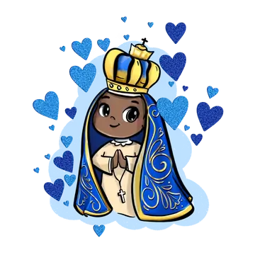 Nossa Senhora Aparecida Fofa com Corações PNG