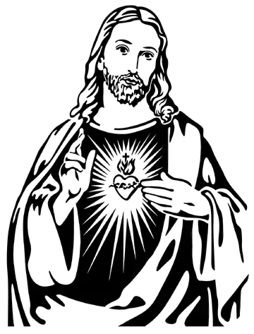 Sagrado Coração de Jesus em Preto e Branco PNG