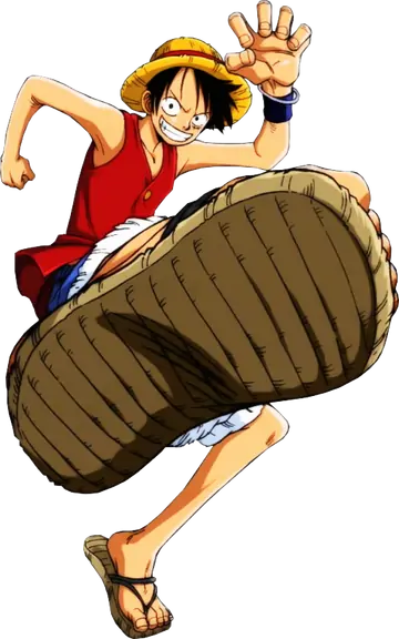 Luffy Pulando com Pé Gigante PNG