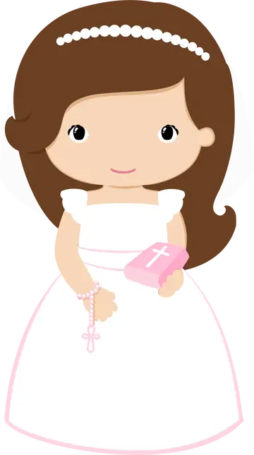 Menina de Primeira Comunhão com Bíblia PNG