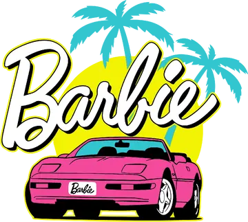 Logo Barbie com Carro Rosa PNG