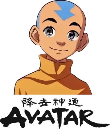 Aang Sorrindo com Logo Avatar PNG