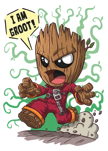 Baby Groot Correndo com Balão de Fala PNG