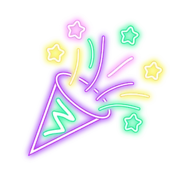 Cone de Confete Neon PNG
