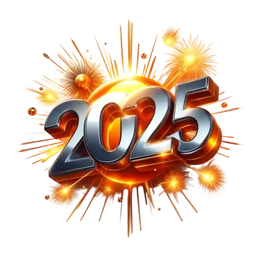 2025 com Fogos de Artifício PNG