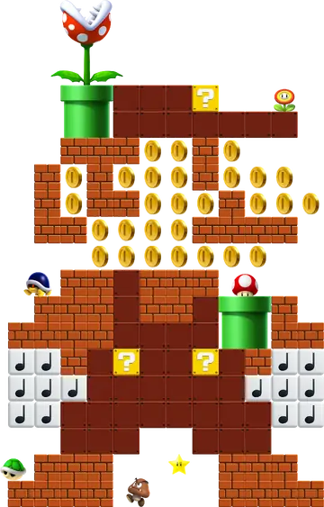 Cenário Super Mario com Blocos e Moedas PNG