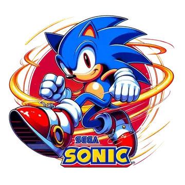 Sonic Correndo com Logo Sega PNG