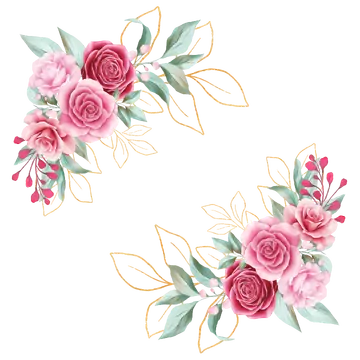 Arranjo de Rosas em Aquarela Diagonal PNG
