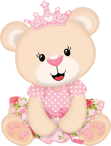 Ursinha Princesa com Coroa Rosa PNG